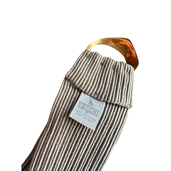 Vintage De Vecchi Italy Beige‎ Stretch Belt w/ Gold-Tone Buckle Size M - Picture 4 of 6